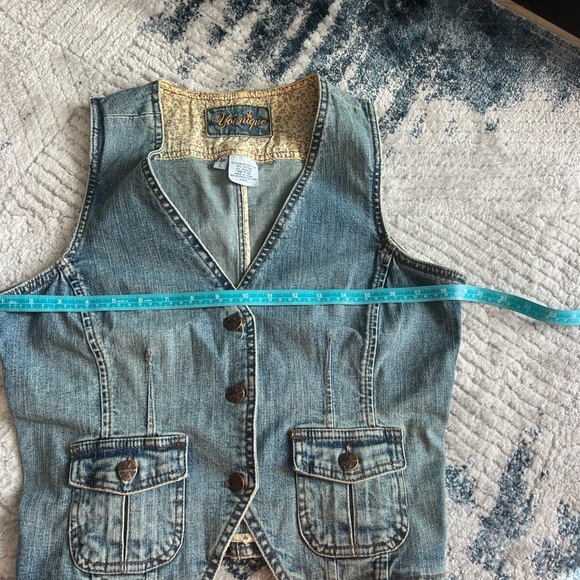 NWOT Vintage YOUNIQUE DENIM TUXEDO VEST! With Pockets! Size L - Picture 6 of 6